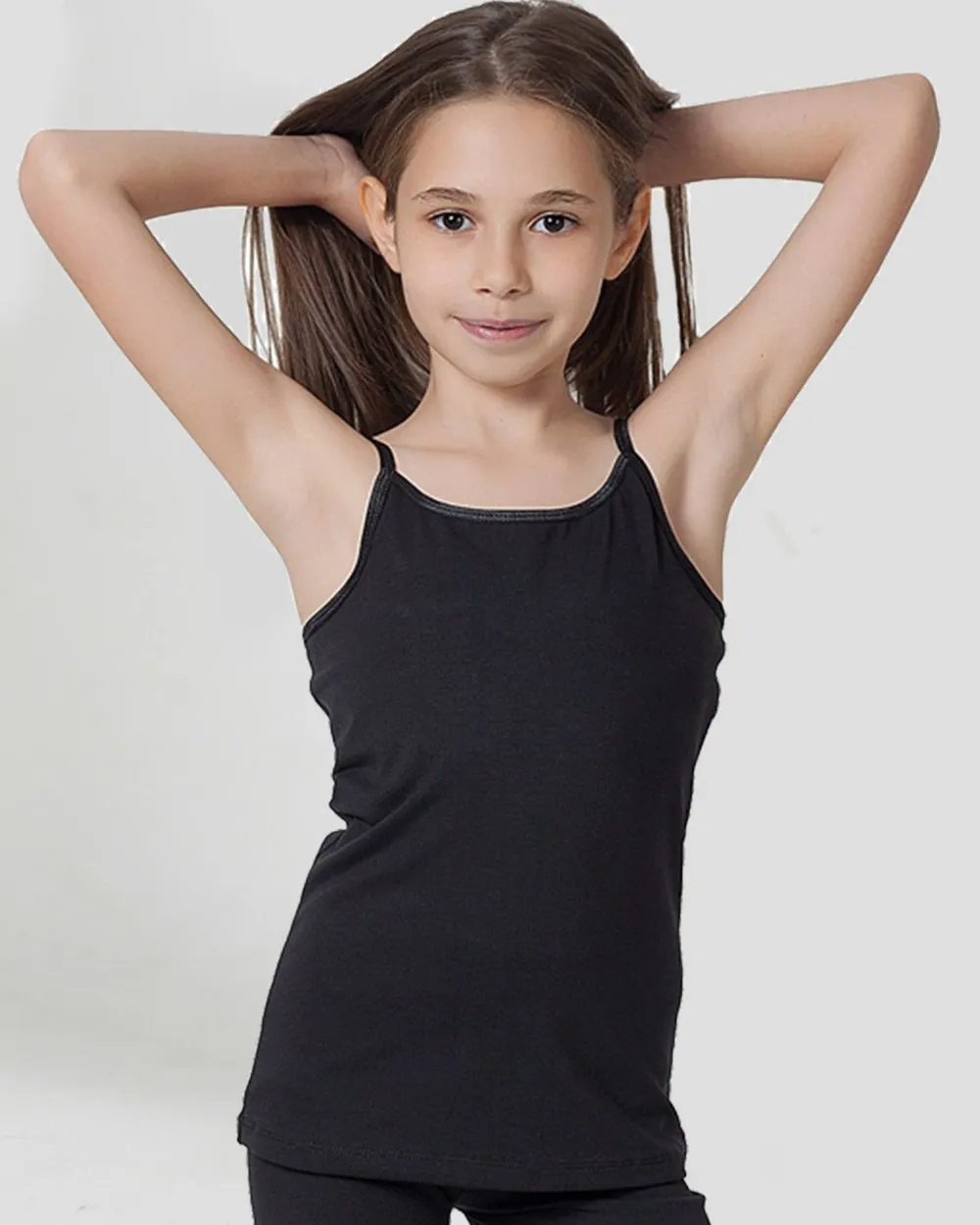 100% Organic Cotton Cami Tops for Girls - Pack of 2 - Black   White