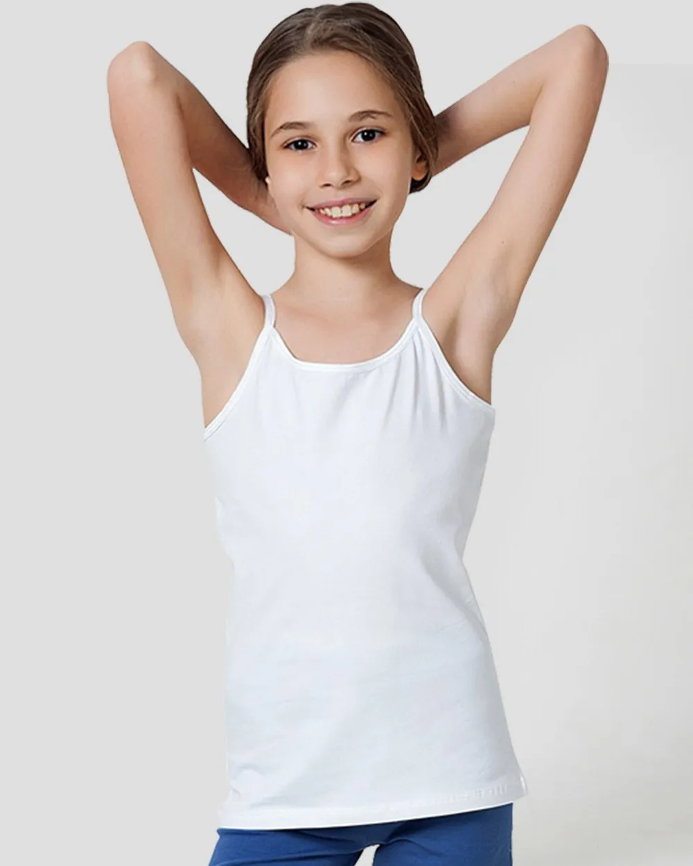 100% Organic Cotton Cami Tops for Girls - Pack of 2 - Black   White