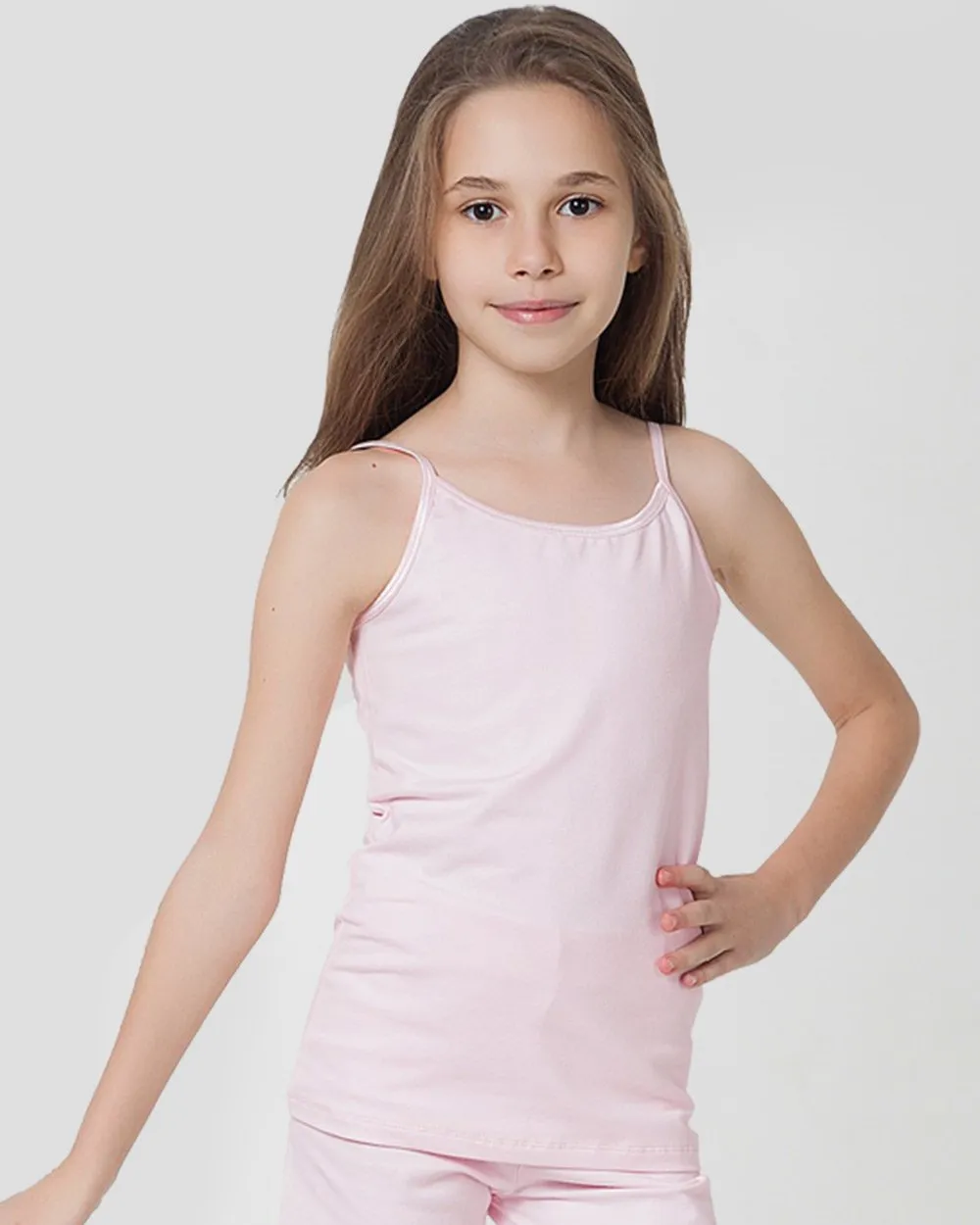 100% Organic Cotton Cami Tops for Girls - Pack of 2 - Pink   White