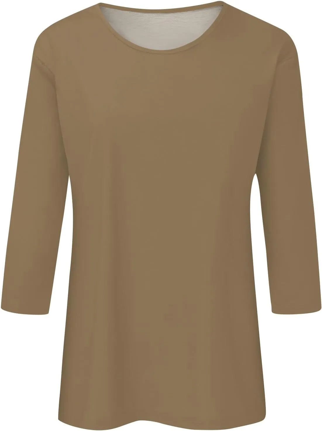 3/4 Length Sleeve Womens Tops Casual Loose Fit Crewneck T Shirts Cute Solid Three Quarter Length Tunic Tops