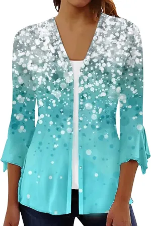 3/4 Sleeve Cardigans for Women Lightweight Extra Soft Open Front Casual Vintage Floral Print Various Style Cardigan