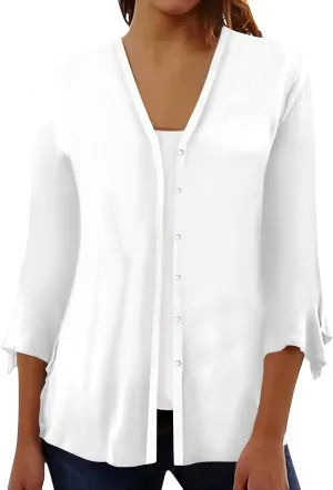 3/4 Sleeve Cardigans for Women Lightweight Extra Soft Open Front Casual Vintage Floral Print Various Style Cardigan