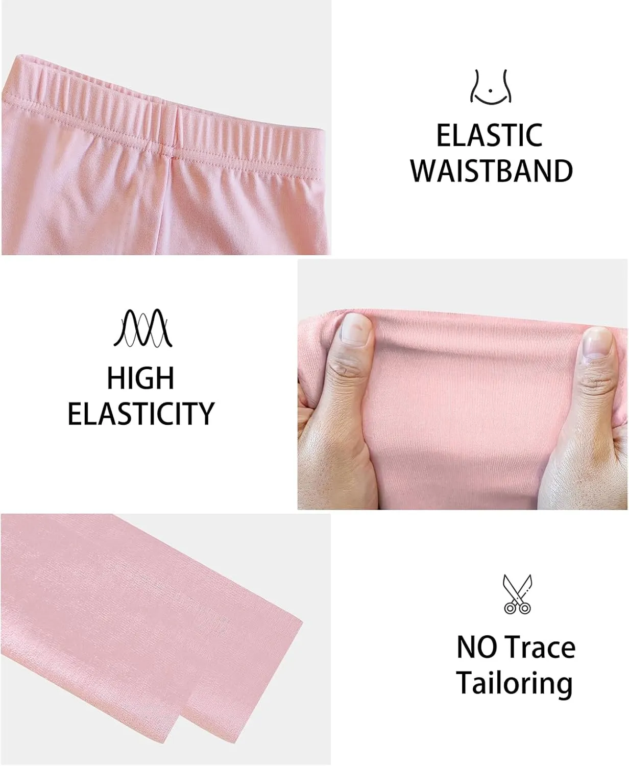 4 Pack Girls Full Length Leggings Soft Comfortable Footless Leggings Stretchy Tights Pants