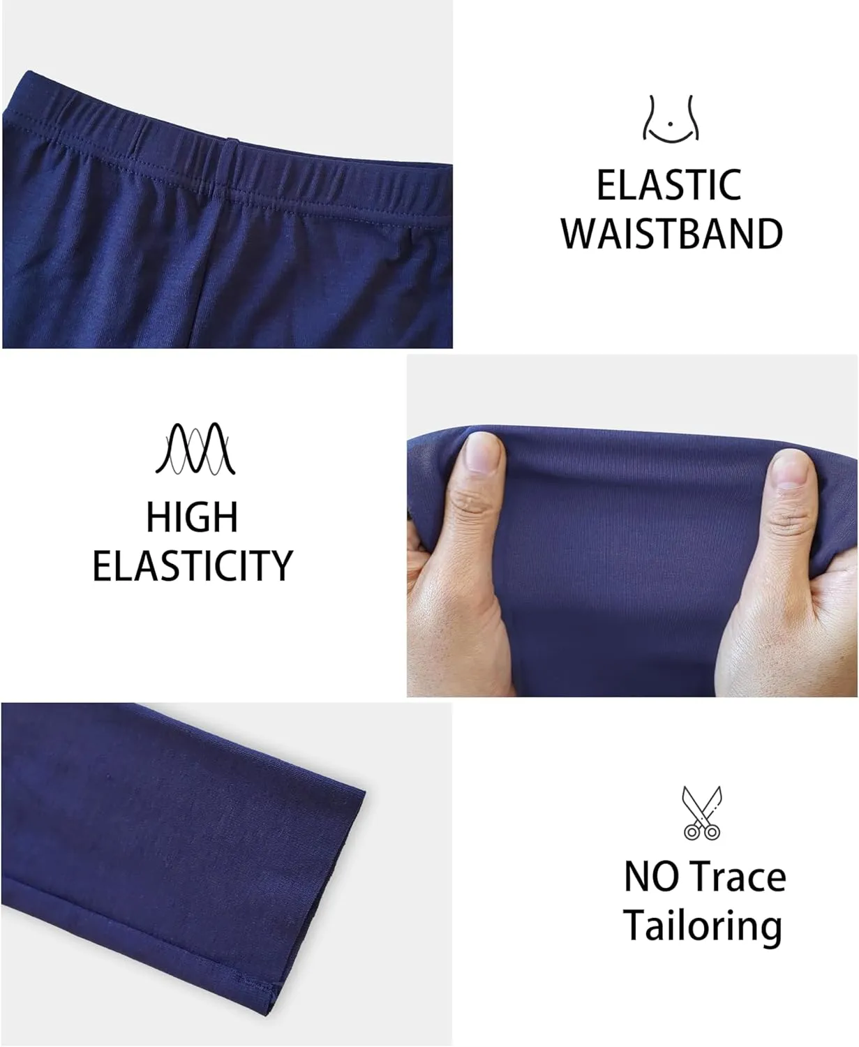 4 Pack Girls Full Length Leggings Soft Comfortable Footless Leggings Stretchy Tights Pants