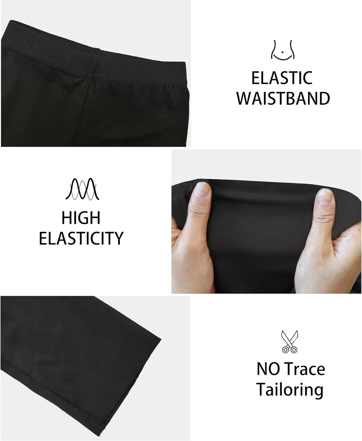 4 Pack Girls Full Length Leggings Soft Comfortable Footless Leggings Stretchy Tights Pants