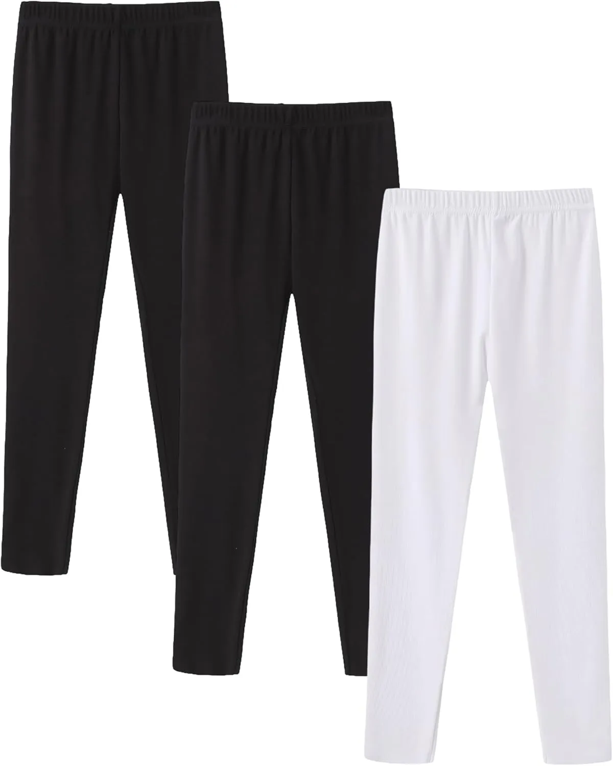 4 Pack Girls Full Length Leggings Soft Comfortable Footless Leggings Stretchy Tights Pants
