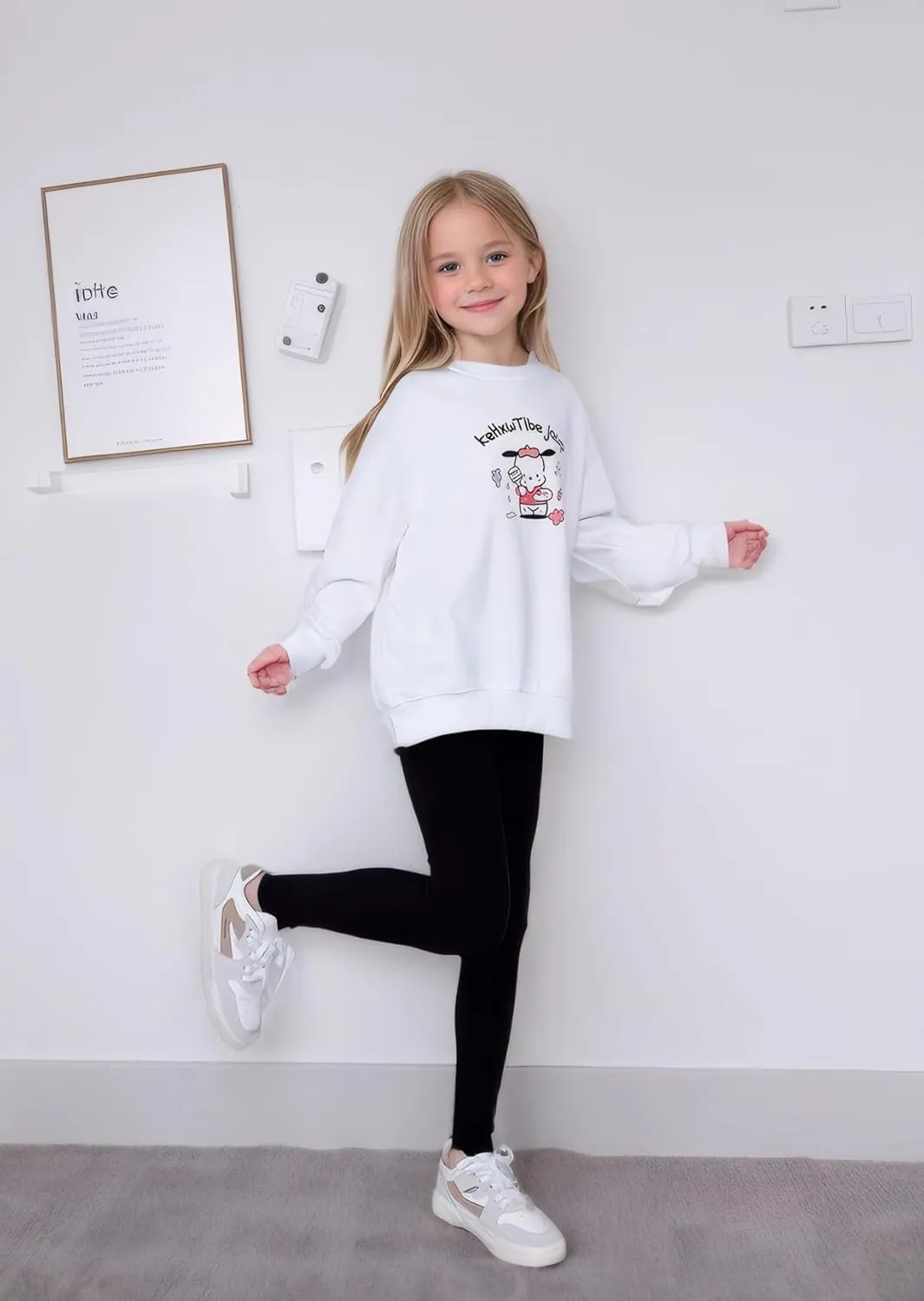 4 Pack Girls Full Length Leggings Soft Comfortable Footless Leggings Stretchy Tights Pants