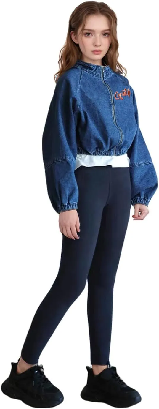 4 Pack Girls Full Length Leggings Soft Comfortable Footless Leggings Stretchy Tights Pants