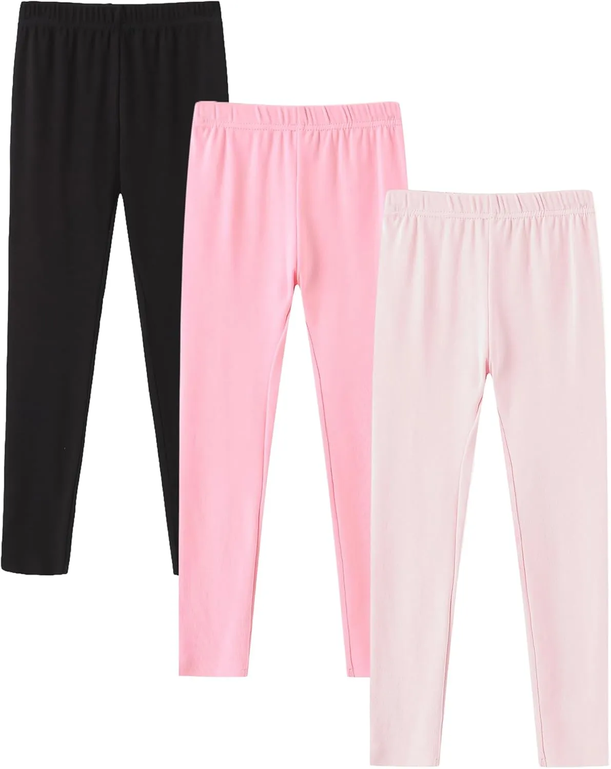 4 Pack Girls Full Length Leggings Soft Comfortable Footless Leggings Stretchy Tights Pants