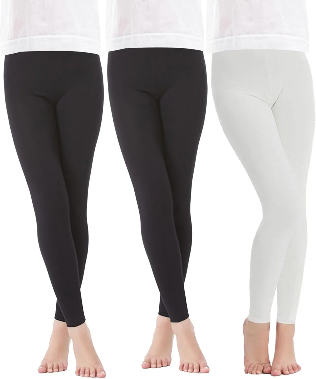 4 Pack Girls Full Length Leggings Soft Comfortable Footless Leggings Stretchy Tights Pants