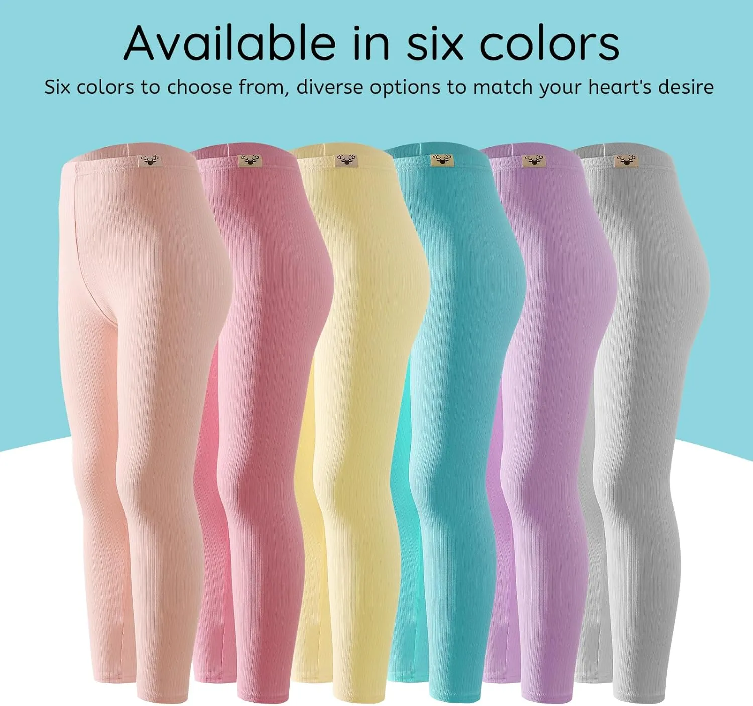 6 Pack Girls Leggings Multipack Girls Soft Comfortable Pants Kids Basic Full Length Stretchy Pants