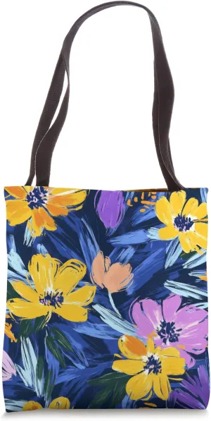 Abstract Floral Art Design, Bold Flower Illustration, Modern Tote Bag