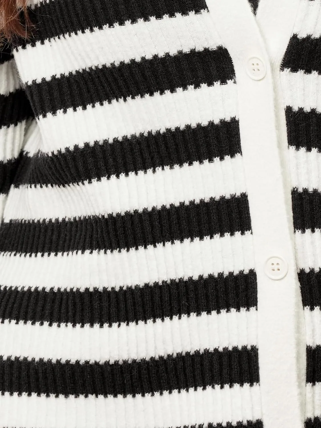 Agnes Orinda Plus Size Cardigan Sweater for Women Button Down Open Front Long Sleeve Striped Knit Cardigans Coat Winter
