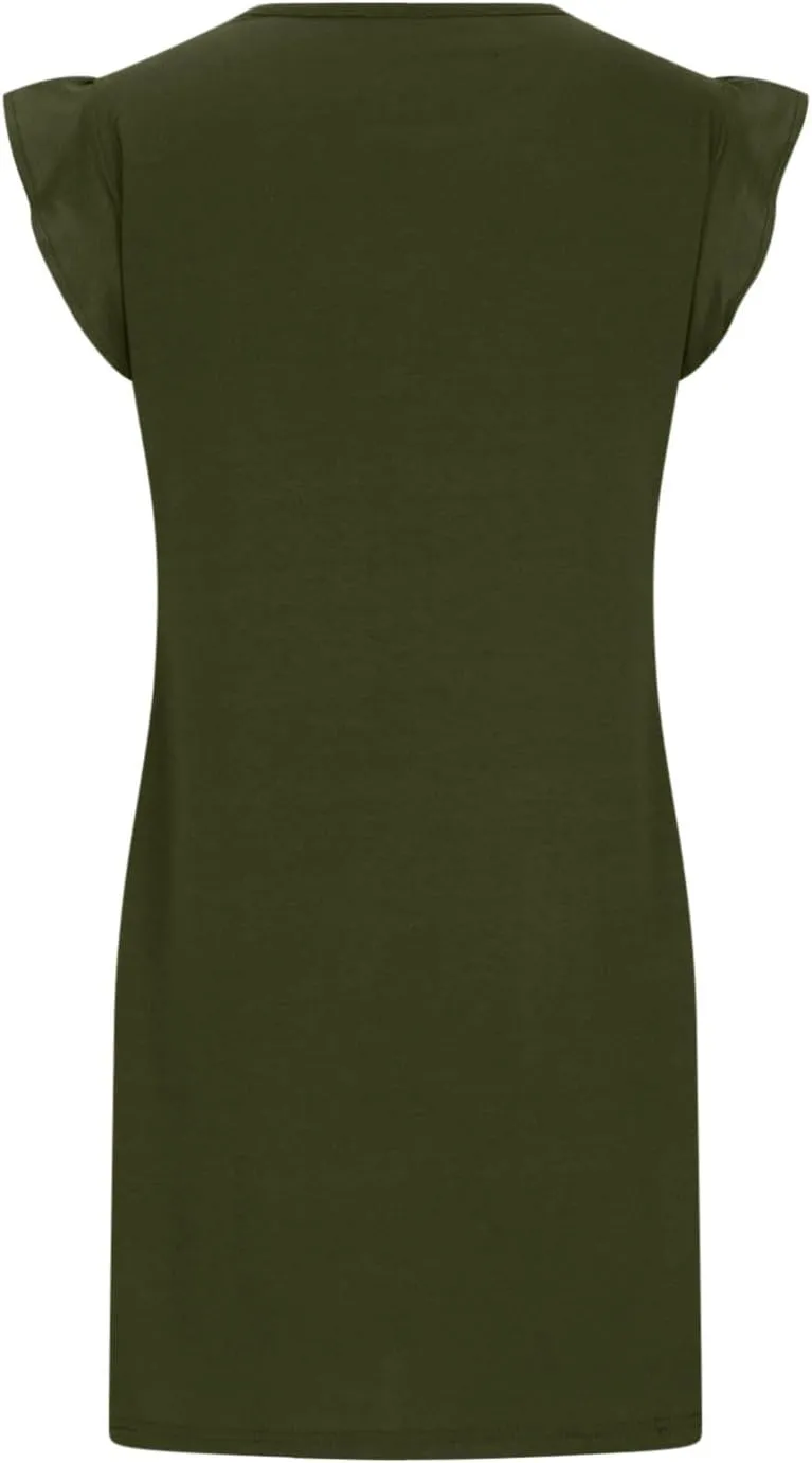 Akklian Women's Summer Dresses 2024 Beach Casual Ruffle Sleeveless Crewneck Tank Loose Mini Dress Sundress with Pocket S-XL