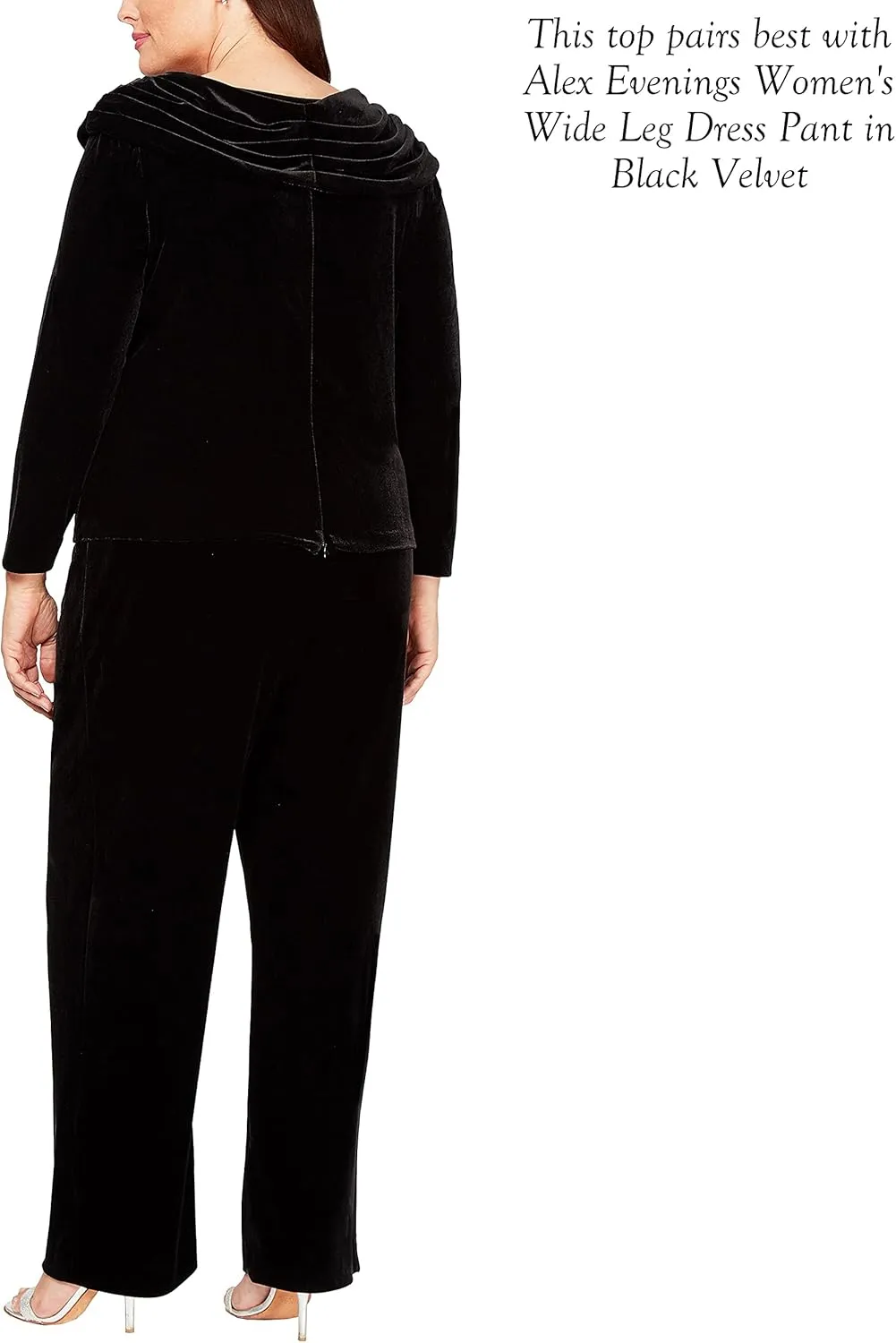 Alex Evenings Women's Wide Leg Chiffon Dress Pant for Mother of The Bride, Elegant Party Outfit (Plus Size)