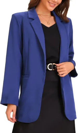 Allegra K Business Casual Blazer for Women's Long Sleeve Open Front Office Work Suit Jacket Blazers with Pockets