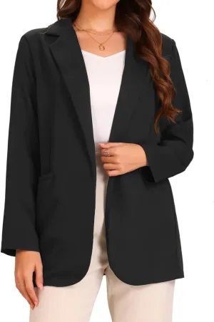 Allegra K Business Casual Blazer for Women's Long Sleeve Open Front Office Work Suit Jacket Blazers with Pockets