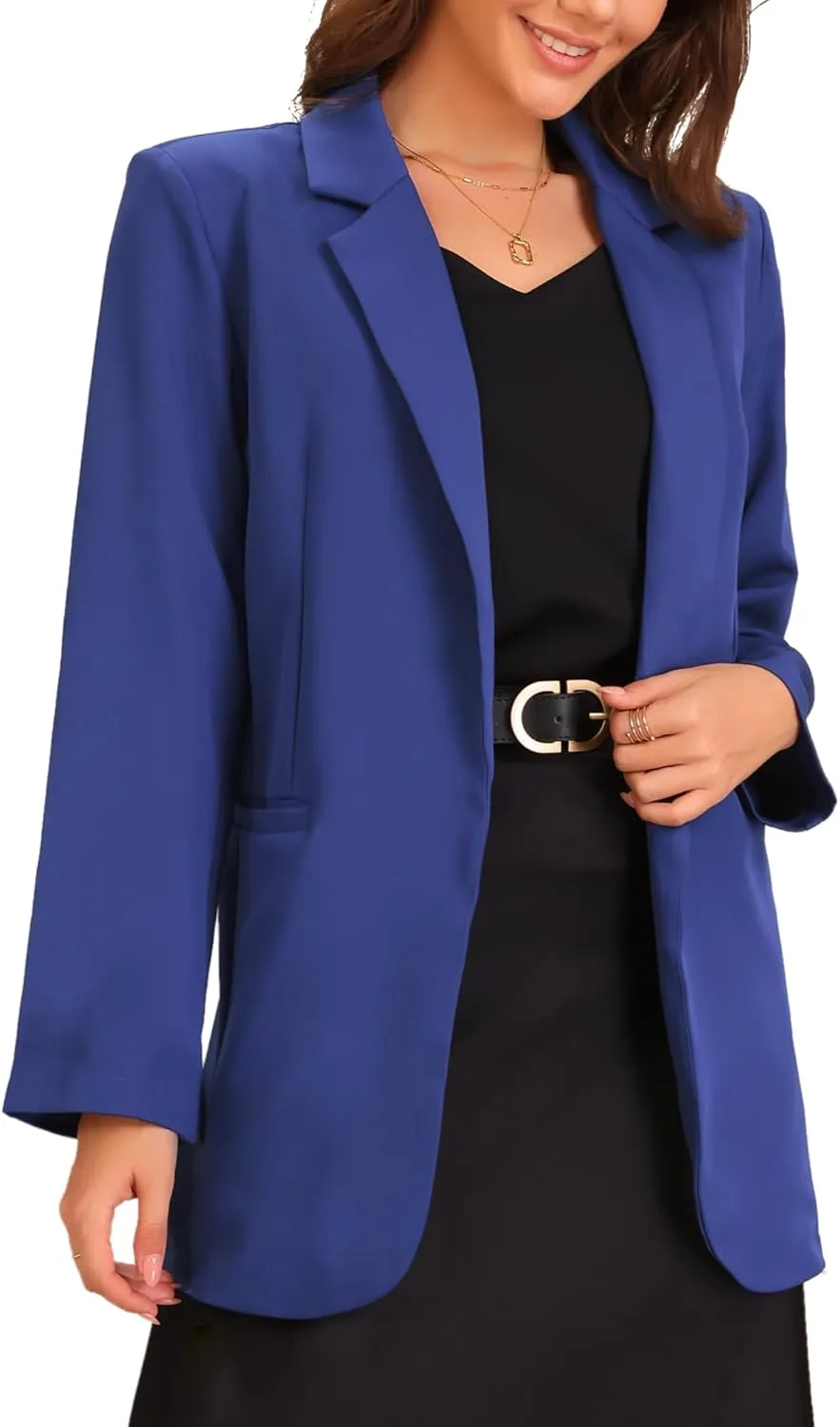 Allegra K Business Casual Blazer for Women's Long Sleeve Open Front Office Work Suit Jacket Blazers with Pockets