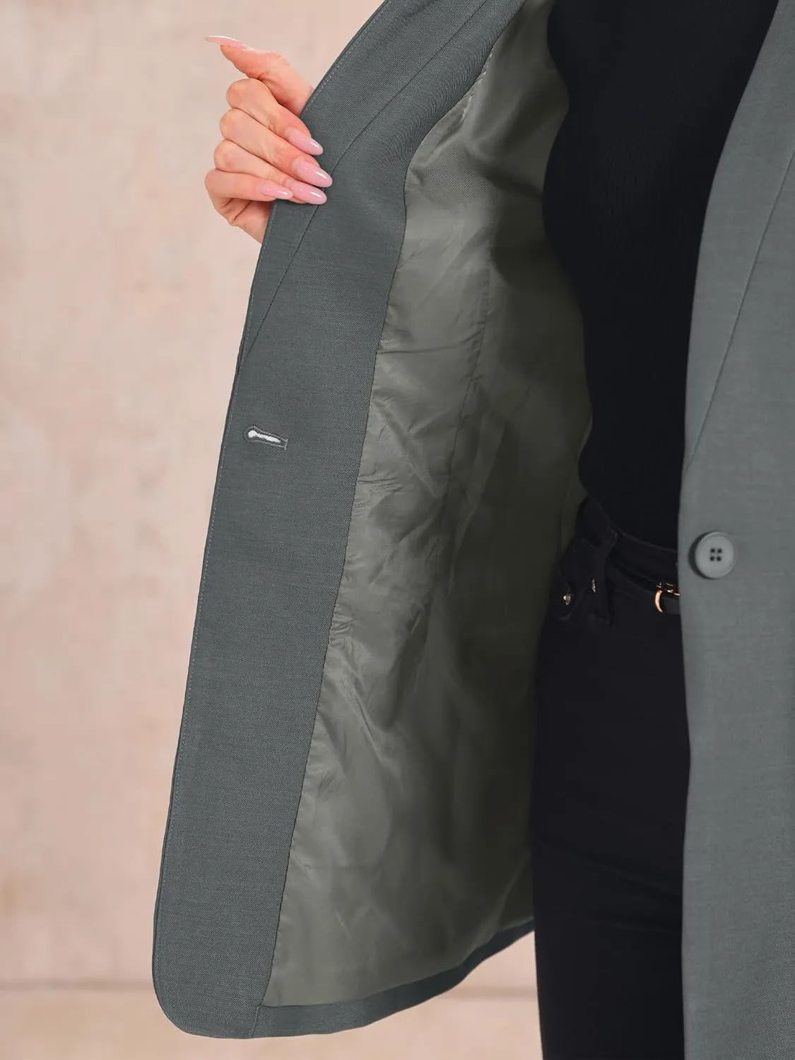 Allegra K Work Blazers for Women's Long Sleeve V Neck Business Outfits Jackets Blazer