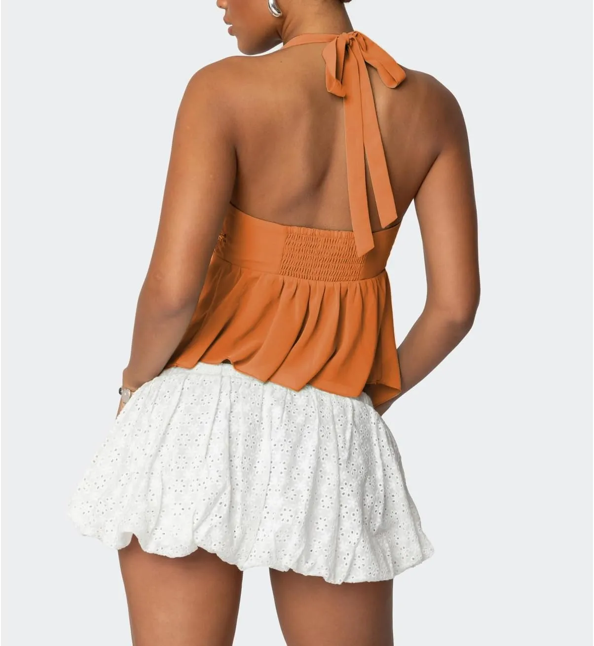 Amiblvowa Womens Sexy Sequin Sparkly Halter Top Y2K Going Out Backless Camisole Slim Fit Crop Cami Aesthetic Tank Tops