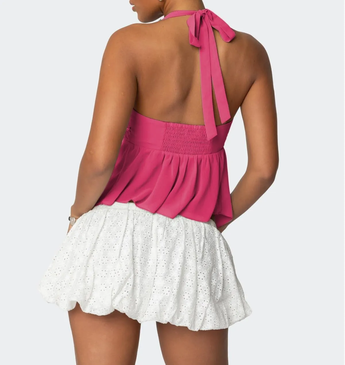Amiblvowa Womens Sexy Sequin Sparkly Halter Top Y2K Going Out Backless Camisole Slim Fit Crop Cami Aesthetic Tank Tops