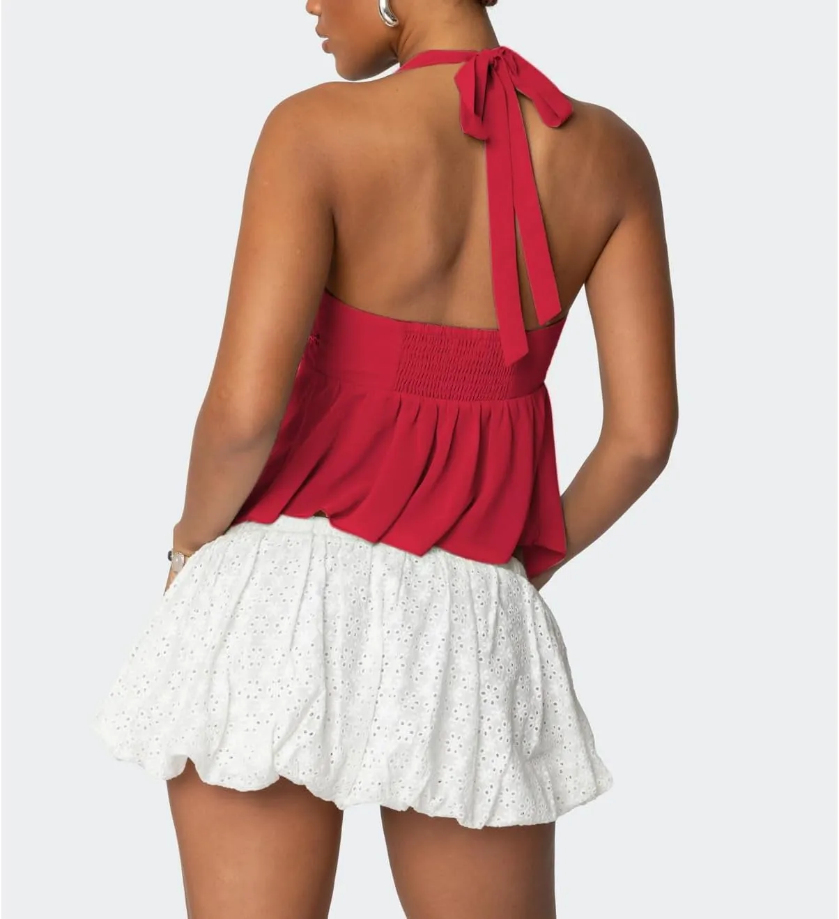 Amiblvowa Womens Sexy Sequin Sparkly Halter Top Y2K Going Out Backless Camisole Slim Fit Crop Cami Aesthetic Tank Tops