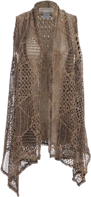 Anna-Kaci Womens Sleeveless Open Front Crochet Shawl Cardigan Bikini Cover Up