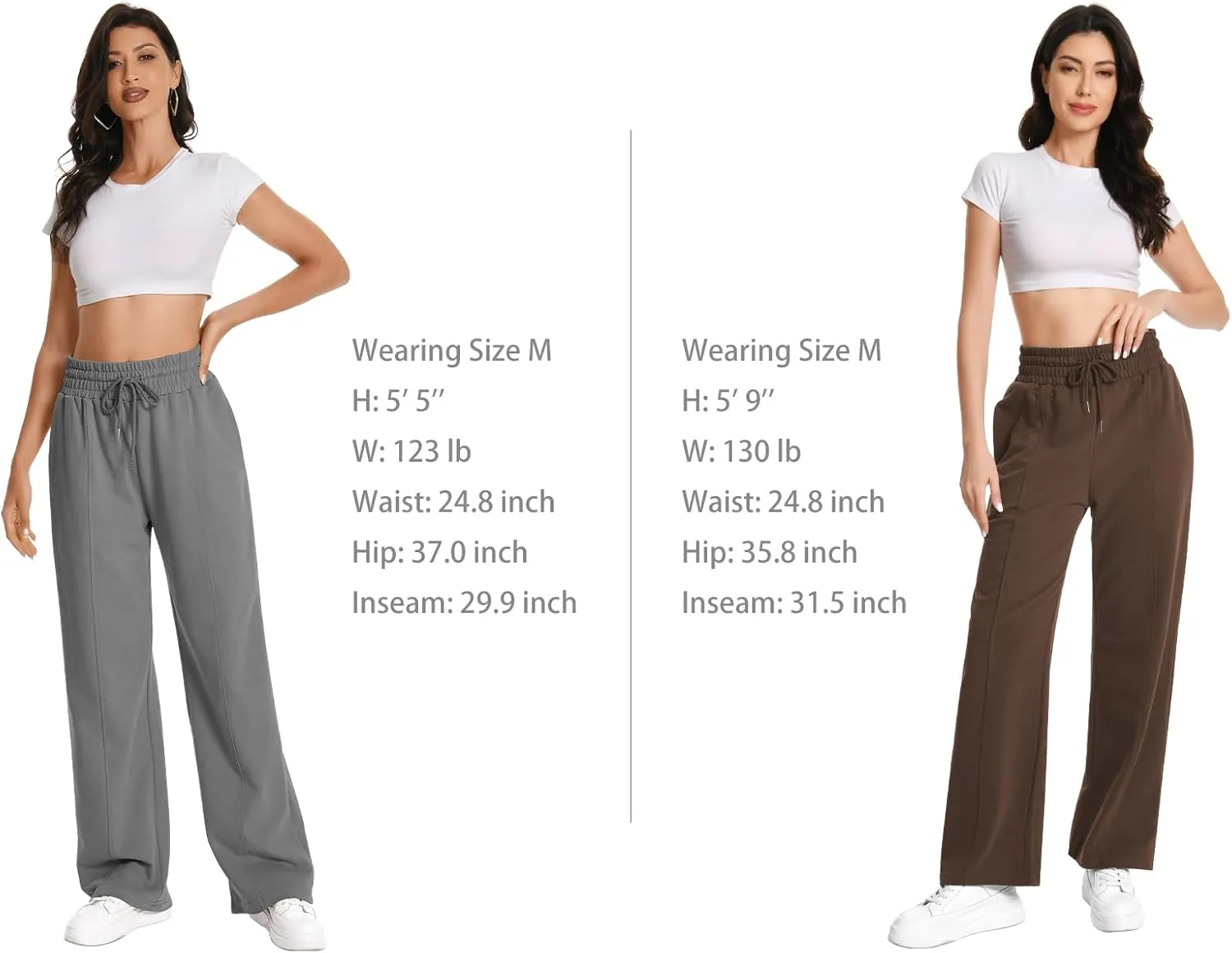 Auriviz Womens High Waisted Drawstring Sweatpants Straight Leg Pants Side Hidden Pockets Sweat Pants 30 Inseam