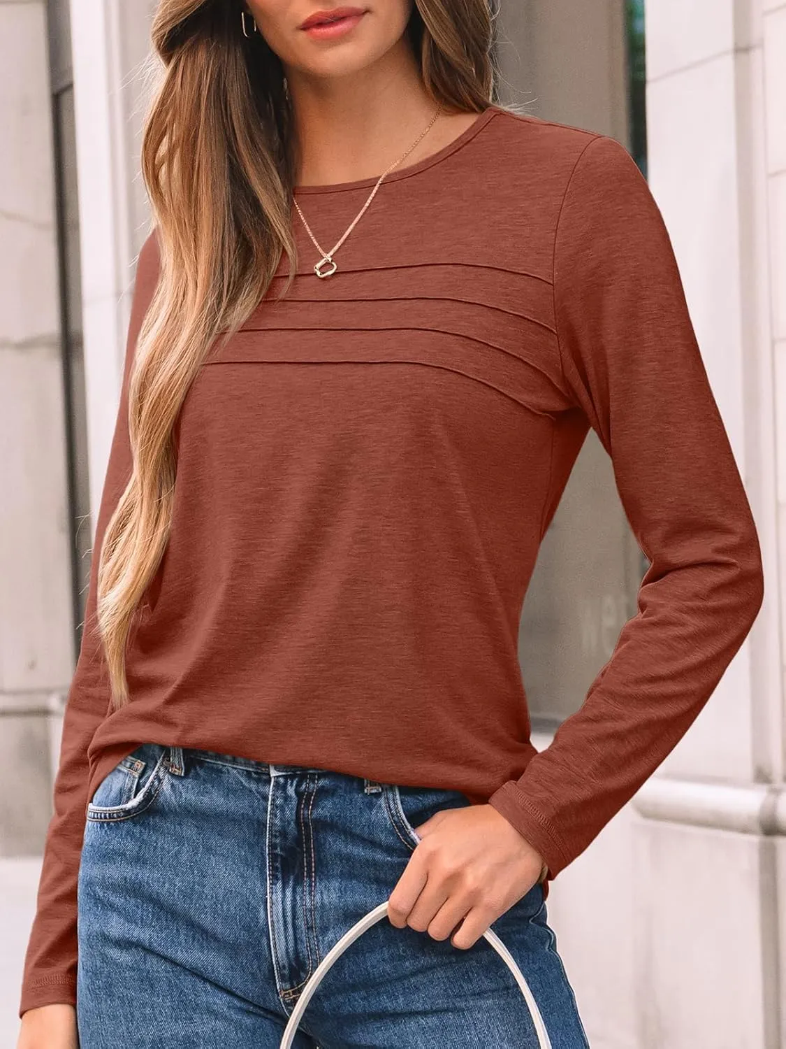 AUTOMET Long Sleeve Shirts for Women Pleated Dressy Casual Business Blouses Trendy Fashion Tunic Basic Tops