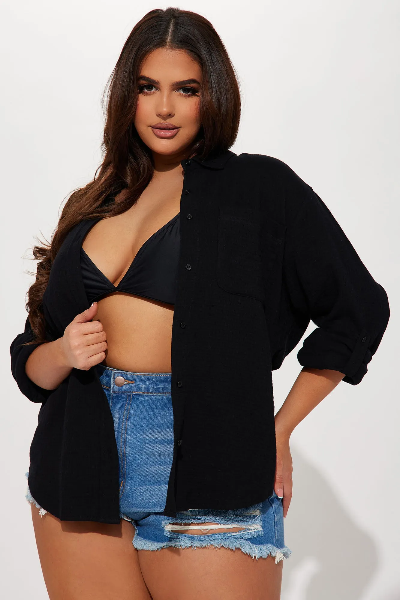 Azalea Gauze Shirt - Black