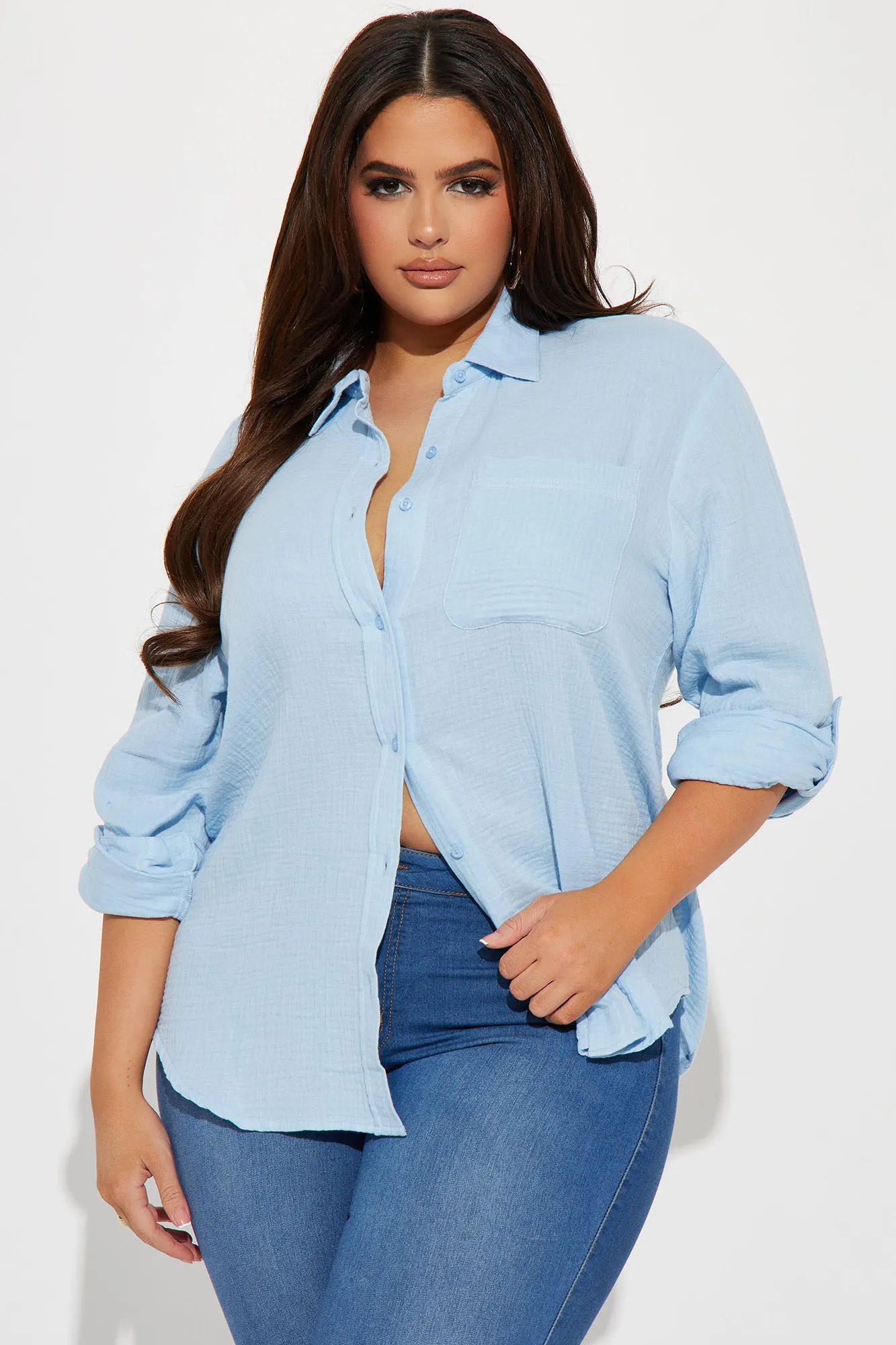 Azalea Gauze Shirt - Light Blue
