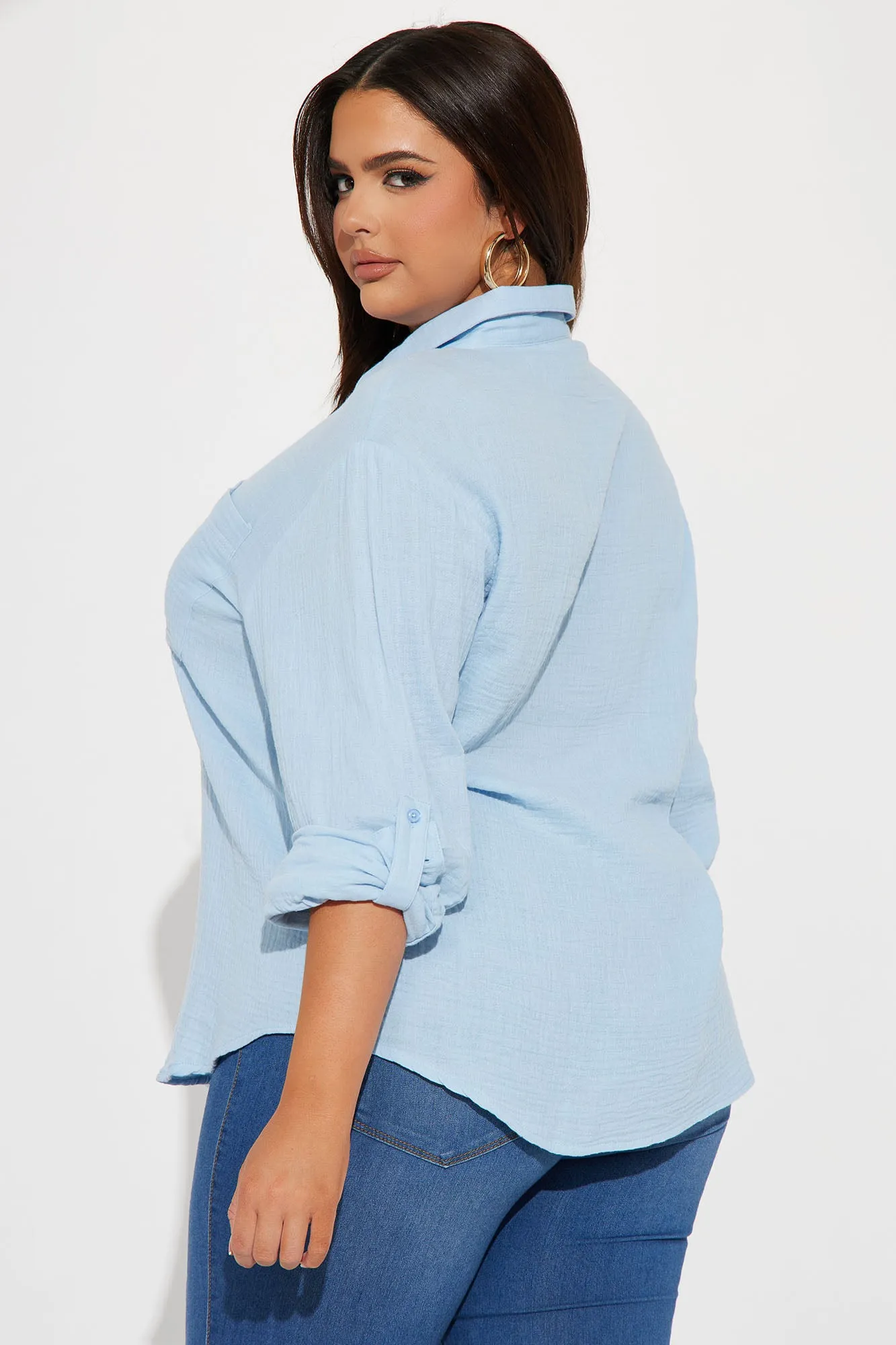 Azalea Gauze Shirt - Light Blue
