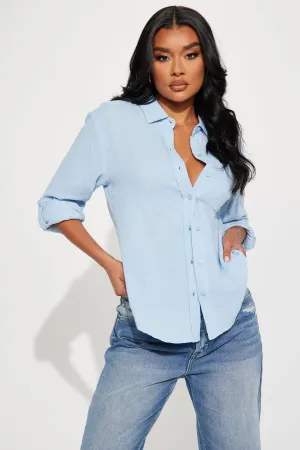Azalea Gauze Shirt - Light Blue