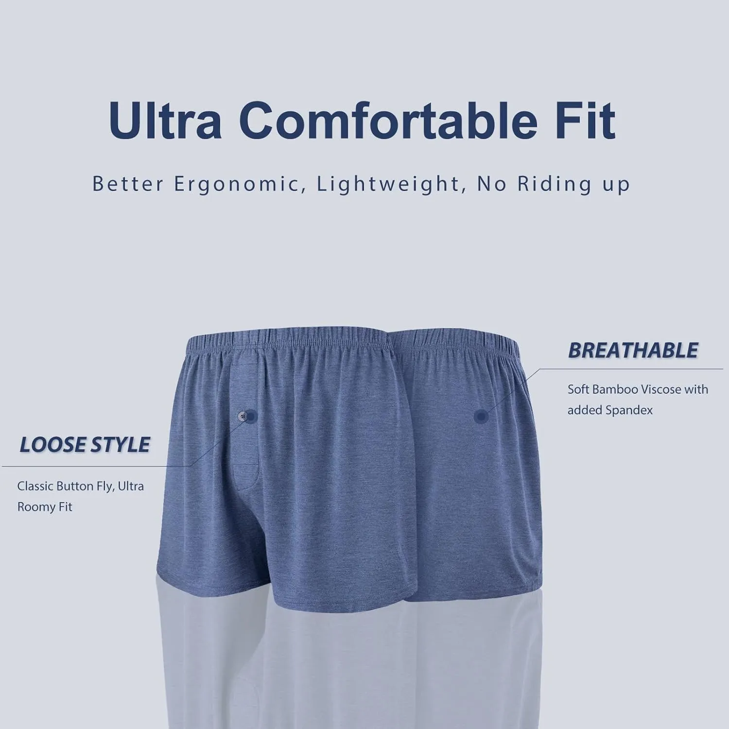 BAMBOO COOL Men's Boxers Short Boxer for Men Soft Comfortable Casual Breathable Underwear (3 Pack or 5 Pack)
