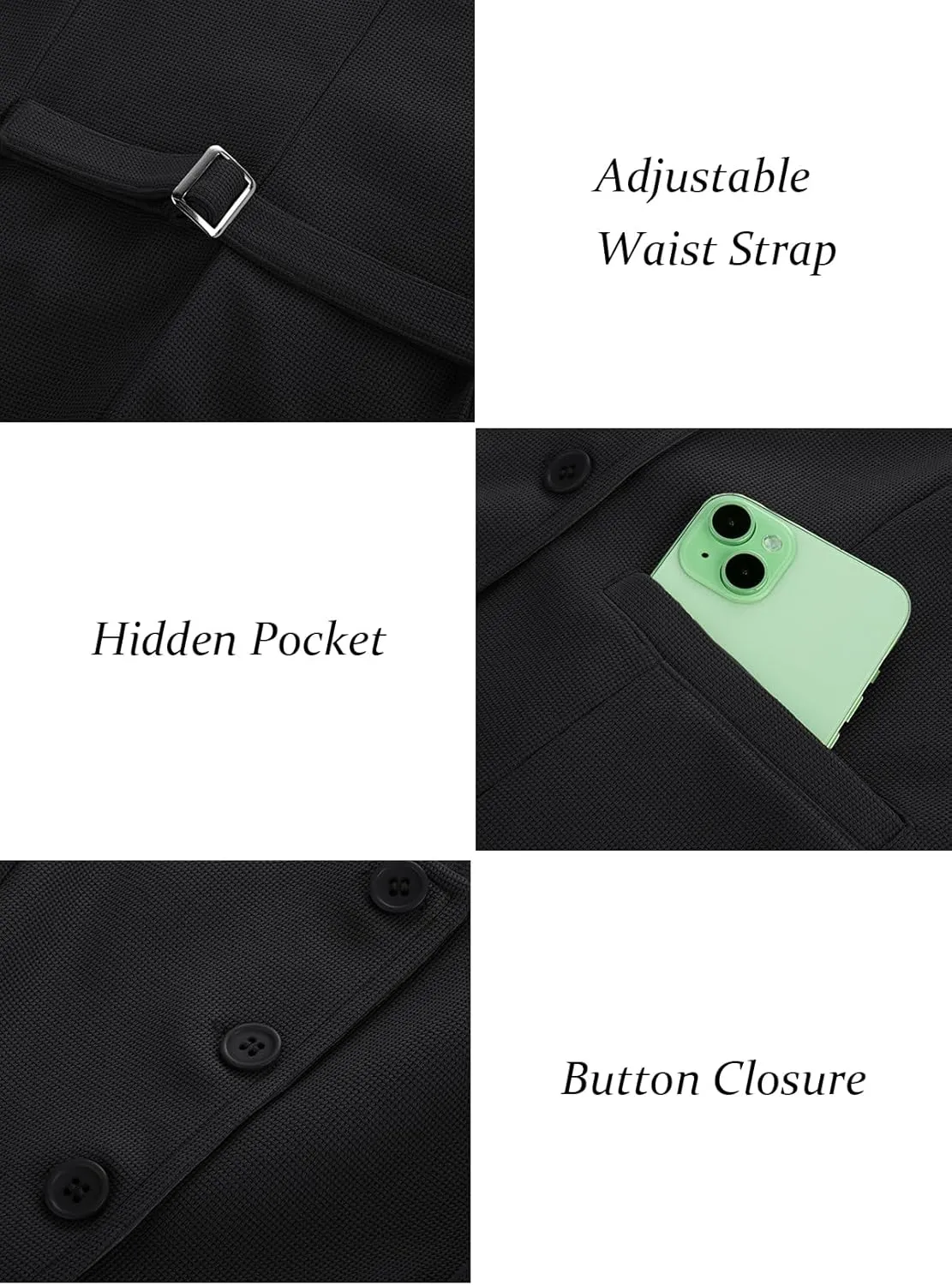 Belle Poque Womens Suit Vest Tops 2025 Trendy Button Sleeveless Vest Square Neck Vest Top Dressy Casual Summer Waistcoat Vest