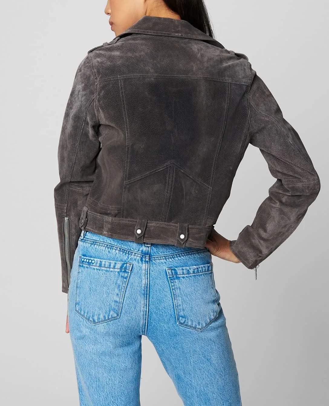 [BLANKNYC] Women Luxury Clothing Cropped Suede Leather Motorcycle Jackets, Comfortable & Stylish Coats