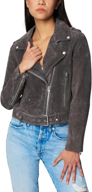 [BLANKNYC] Women Luxury Clothing Cropped Suede Leather Motorcycle Jackets, Comfortable & Stylish Coats