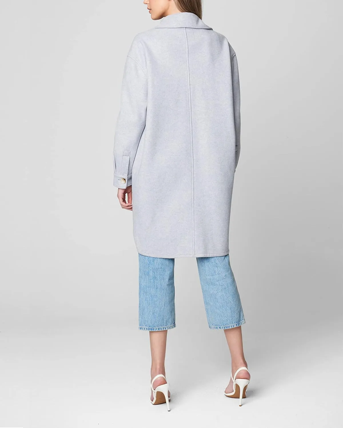 [BLANKNYC] Womens Womens Faux Wool Long Shirt Jacket with Pockets, Comfortable Coat, Stylish Windbreaker