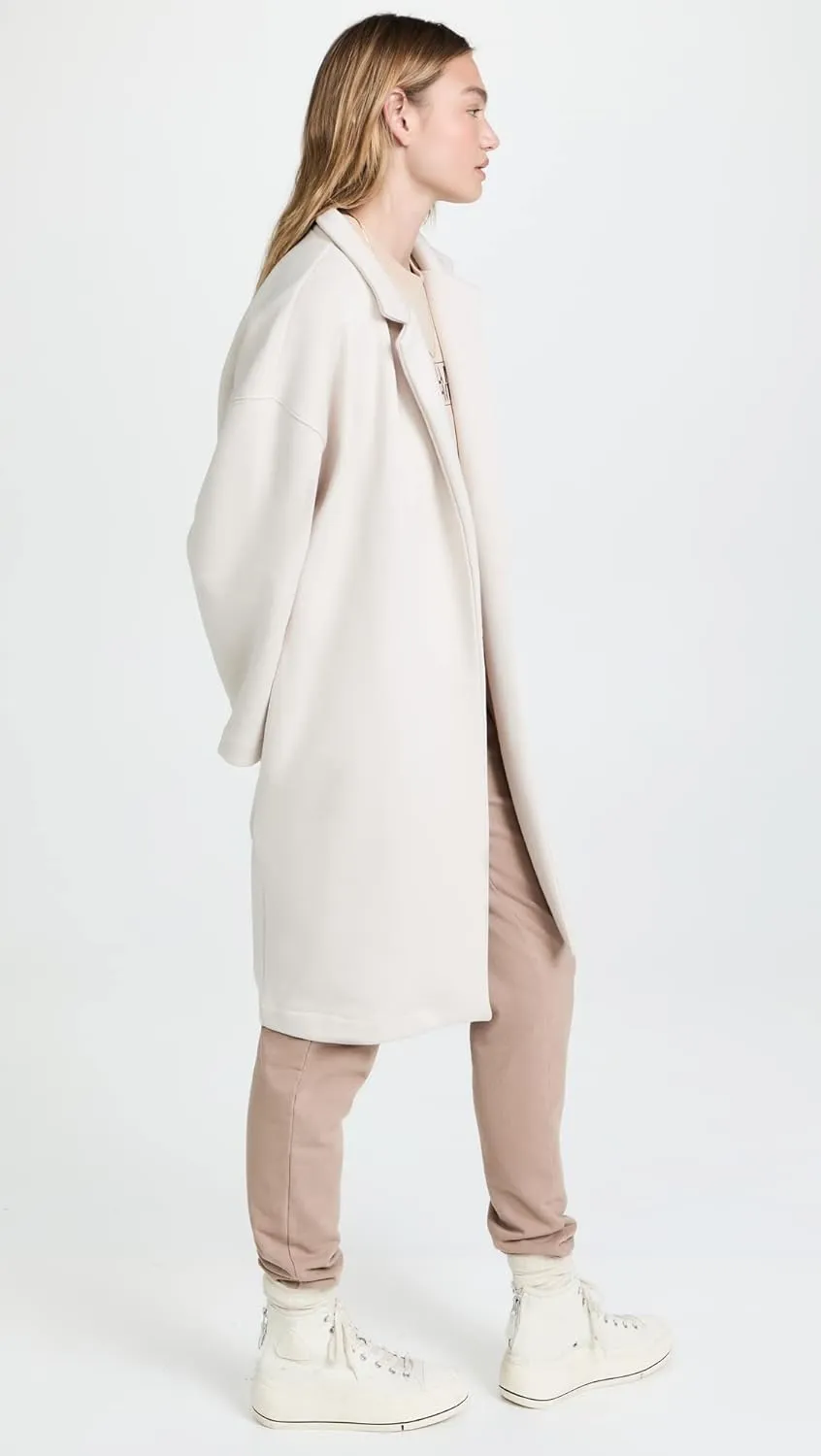 [BLANKNYC] womens Womens French Terry Collarless Long Coat, Comfortable Coat, Stylish Windbreaker