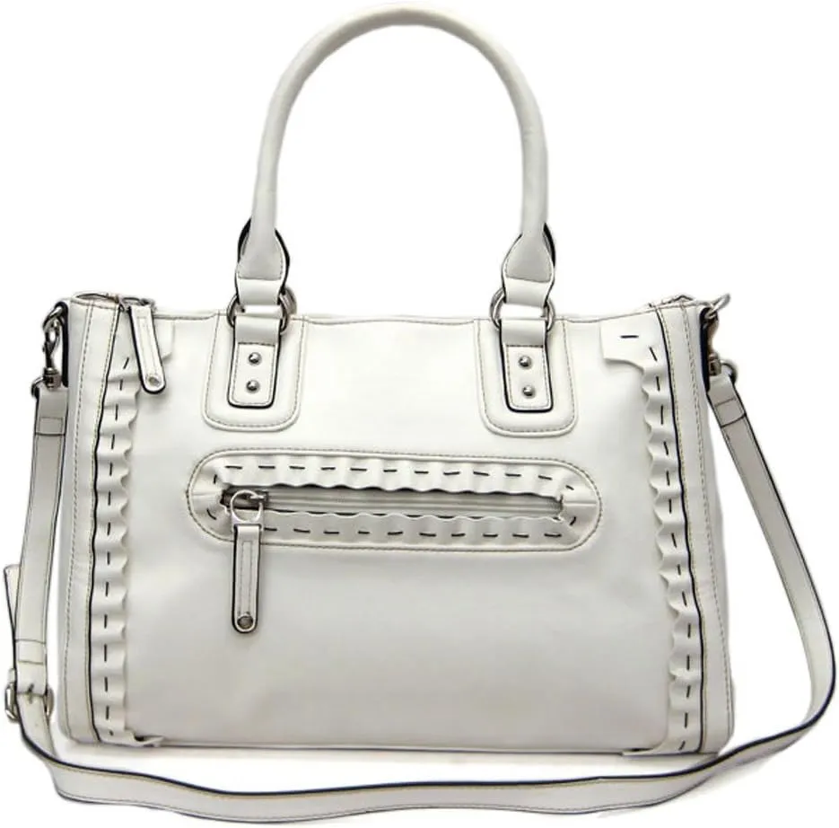 Bold Stitch Doctor Style White L Shoulder Bag Handbsag Purse Designer Inspired