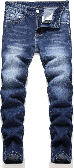 Boys' Skinny Fit Stretch Denim Jeans 5-Pocket Style Washed Fashion Basic Denim Jeans Pants