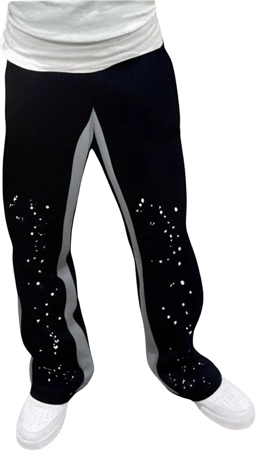 Boy's Y2K Wide Leg Baggy Pants Vintage Trendy Sweat Pants Elastic Waist Street Sweatpants with Pockets