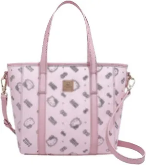 Bucket Tote Bag - 3-Way Crossbody Streetwear Handbag with Bow & Heart Print, Zipper Top & Multi-Pockets (Pink PU Shoulder Bag7.8"*7.8"*4.3")