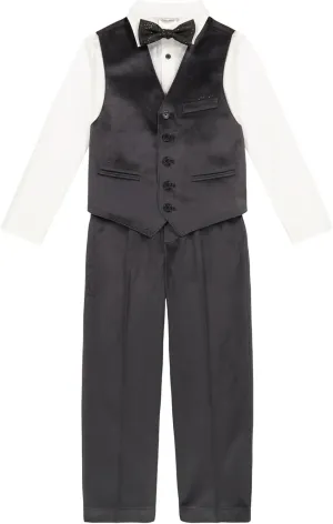 Calvin Klein Boys' 4-Piece Formal Suit Set, Vest, Pants, Collared Dress Shirt, and Tie