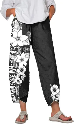 Capri Pants for Women Wide Leg Plus Size Casual Summer Beach Elastic Waist 2025 Fashion Trendy Pants with Pockets