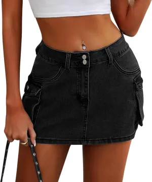 Cargo Skort Skirts for Women Denim Casual Summer Mini Y2K Jean Skirt Shorts with Pockets