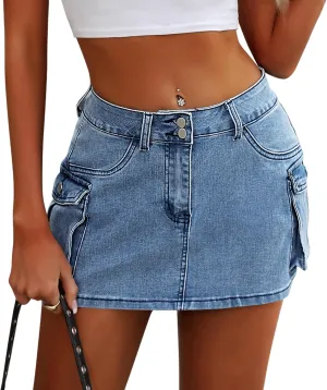 Cargo Skort Skirts for Women Denim Casual Summer Mini Y2K Jean Skirt Shorts with Pockets