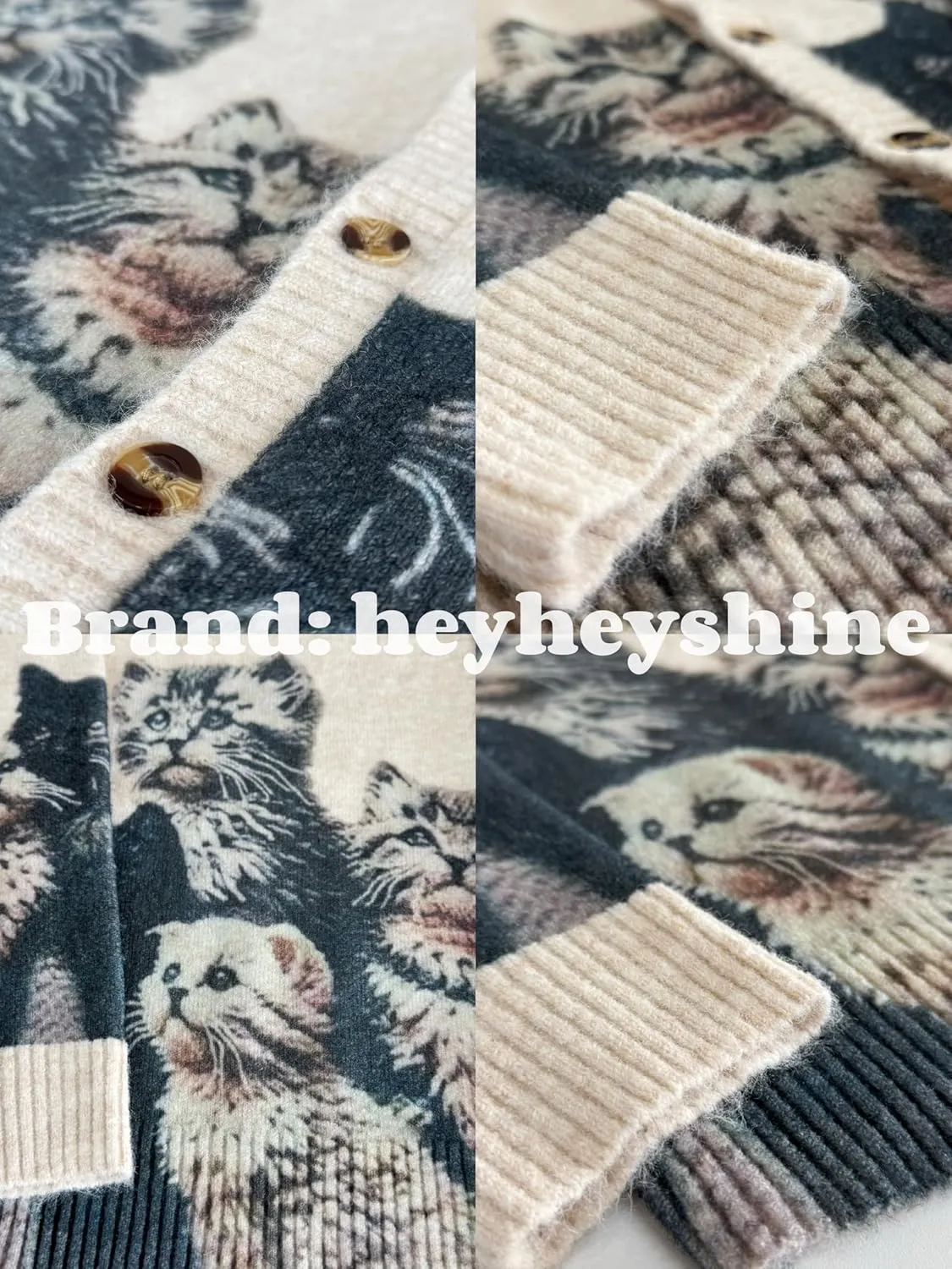 Cat Sweaters for Women Oversized Cardigan Sweater Crew Y2K Button Knit Cardigan Sweater Cute Cat Cardigan Sweaters