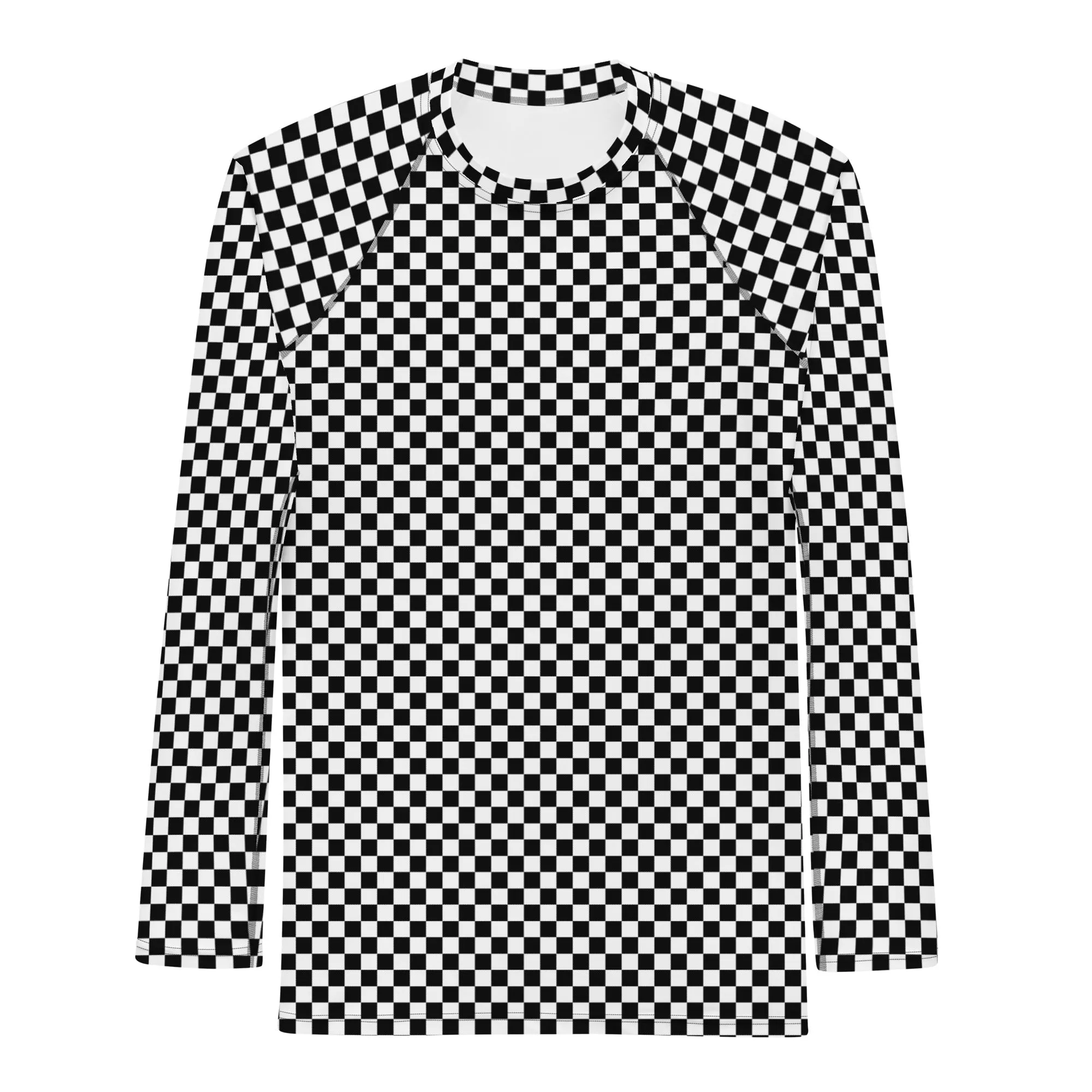 Check Long Sleeve Athletic T-shirt: Black
