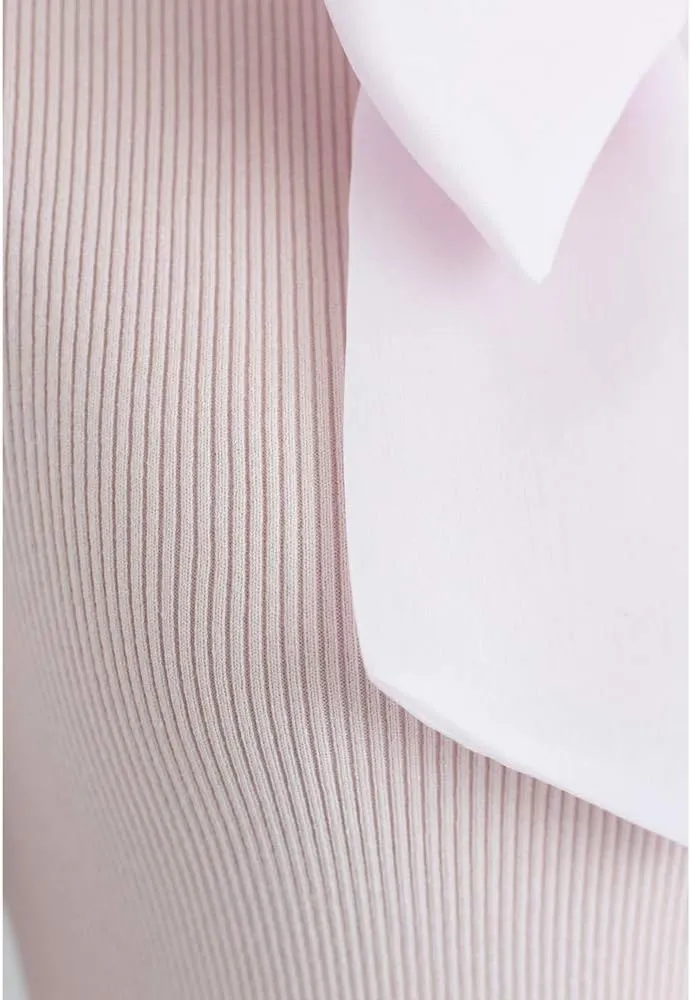 CHICWISH Women Bow Tied Long Sleeve Knit Top Mock Neck Slim Fitted Elegant Blouses Top Solid Wrap Pullover Tops